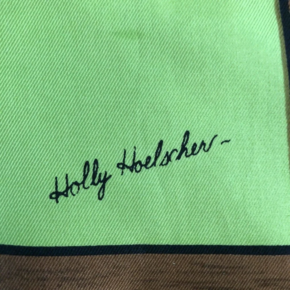 HOLLY HOELSCHER Silk Scarf Las Cienegas Horse Carriage Green Brown Square 36”